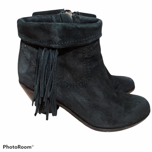 Sam Edelman black suede fringe booties 6 - Picture 1 of 16